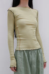 BASERANGE Ribbed Long Sleeve Top T-shirt TTVL Collection France BAS-TTVL-RB-AU23-HUILV Gray Green